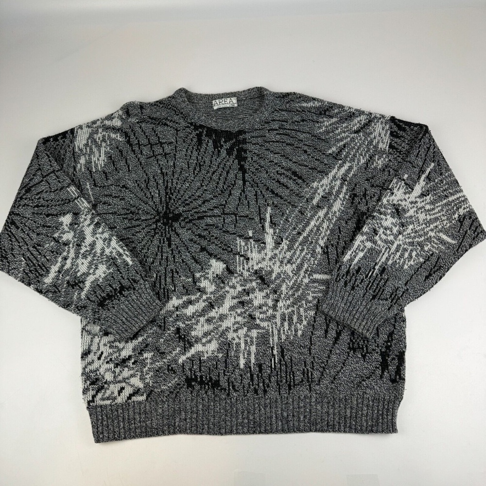 Vintage Area by Tag Mens Size L Geometric Grandpa Crewneck Sweater Made In USA
